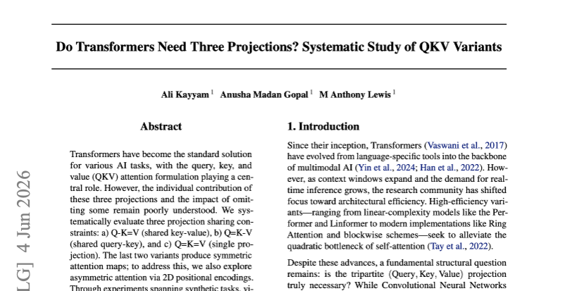 [Paper Review] Do Transformers Need Three Projections? Systematic Study of QKV Variants